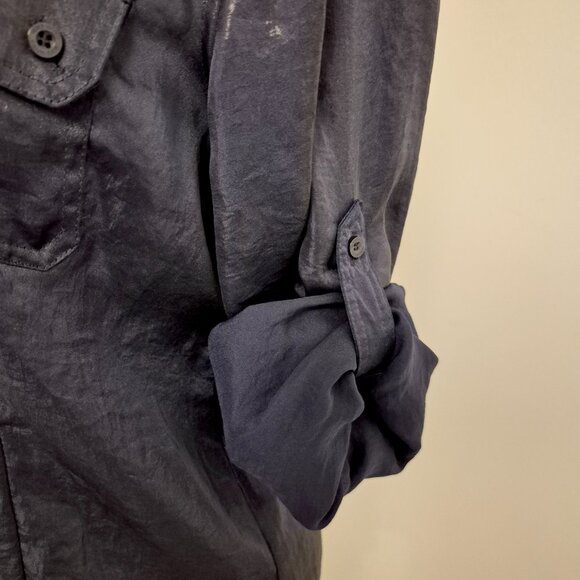 Calvin Klein Waxed Navy Blue Dress Shirt - Picture 2 of 7